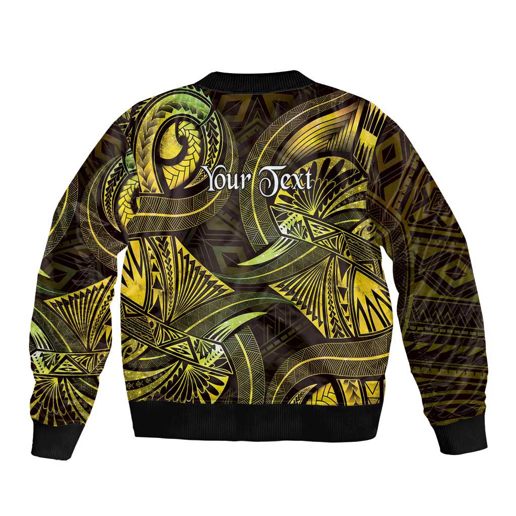Personalised Polynesia Zodiac Gemini Sleeve Zip Bomber Jacket Galaxy Polynesian Pattern Chest Tattoo Style