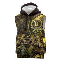 Personalised Polynesia Zodiac Gemini Sleeveless Hoodie Galaxy Polynesian Pattern Chest Tattoo Style