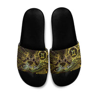 Personalised Polynesia Zodiac Gemini Slide Sandals Galaxy Polynesian Pattern Chest Tattoo Style