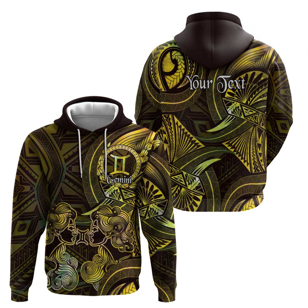 Personalised Polynesia Zodiac Gemini Zip Hoodie Galaxy Polynesian Pattern Chest Tattoo Style LT14 - Polynesian Pride