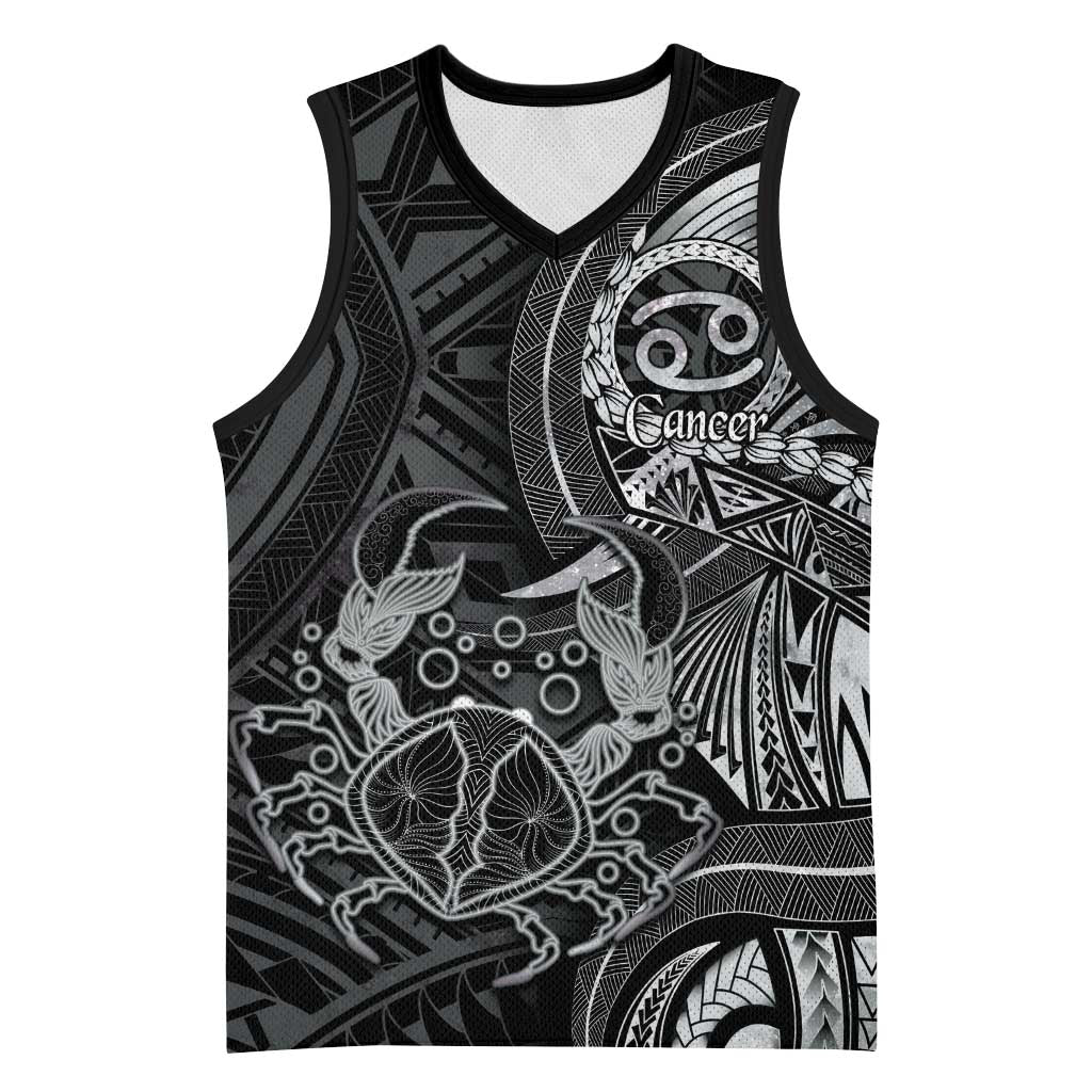 Personalised Polynesia Zodiac Cancer Basketball Jersey Galaxy Polynesian Pattern Chest Tattoo Style