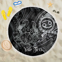 Personalised Polynesia Zodiac Cancer Beach Blanket Galaxy Polynesian Pattern Chest Tattoo Style