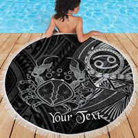 Personalised Polynesia Zodiac Cancer Beach Blanket Galaxy Polynesian Pattern Chest Tattoo Style