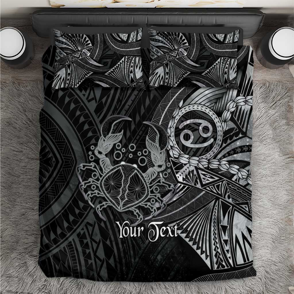 Personalised Polynesia Zodiac Cancer Bedding Set Galaxy Polynesian Pattern Chest Tattoo Style LT14 Black - Polynesian Pride
