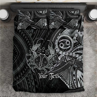 Personalised Polynesia Zodiac Cancer Bedding Set Galaxy Polynesian Pattern Chest Tattoo Style LT14 Black - Polynesian Pride
