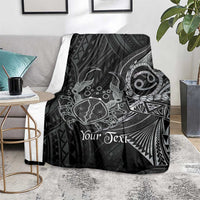 Personalised Polynesia Zodiac Cancer Blanket Galaxy Polynesian Pattern Chest Tattoo Style