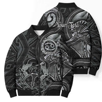 Personalised Polynesia Zodiac Cancer Bomber Puffer Jacket Galaxy Polynesian Pattern Chest Tattoo Style