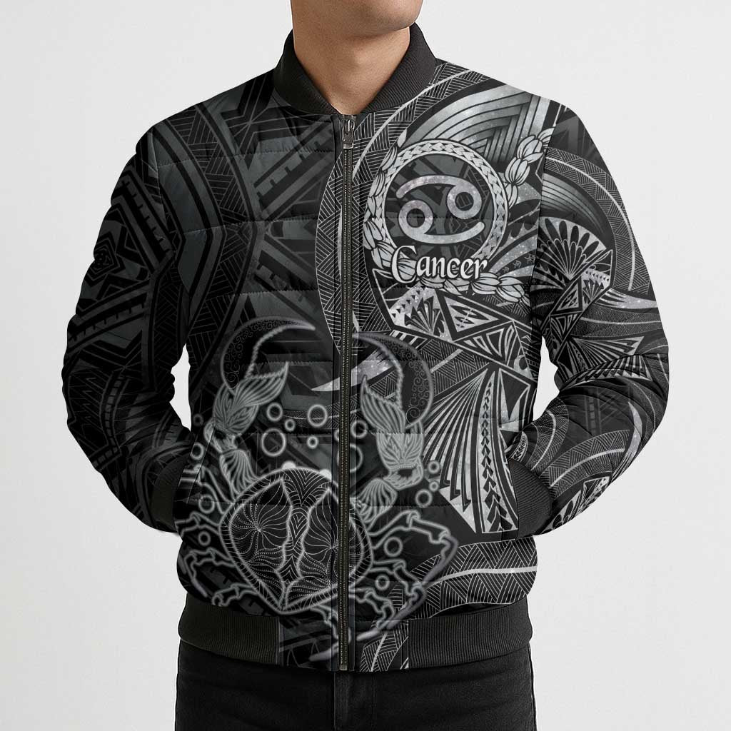 Personalised Polynesia Zodiac Cancer Bomber Puffer Jacket Galaxy Polynesian Pattern Chest Tattoo Style