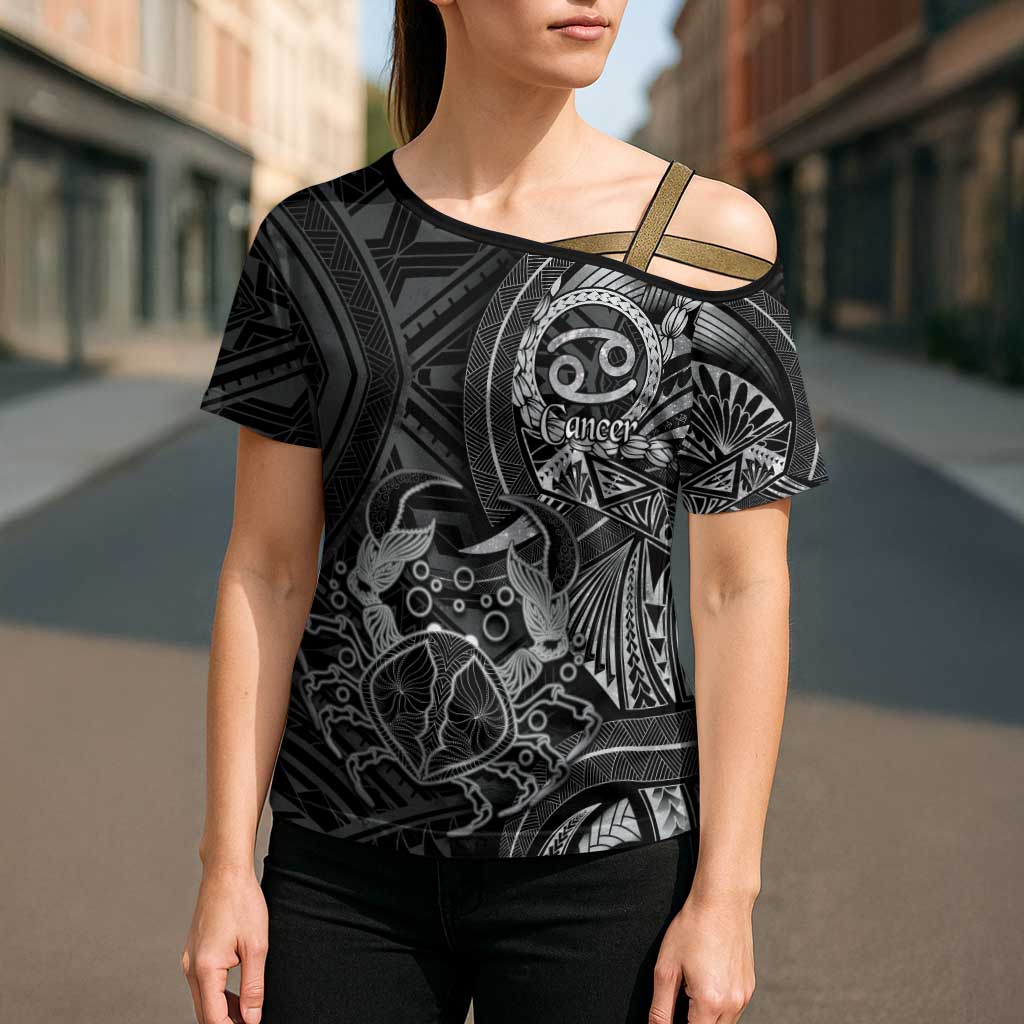 Personalised Polynesia Zodiac Cancer Cross Shoulder Shirt Galaxy Polynesian Pattern Chest Tattoo Style