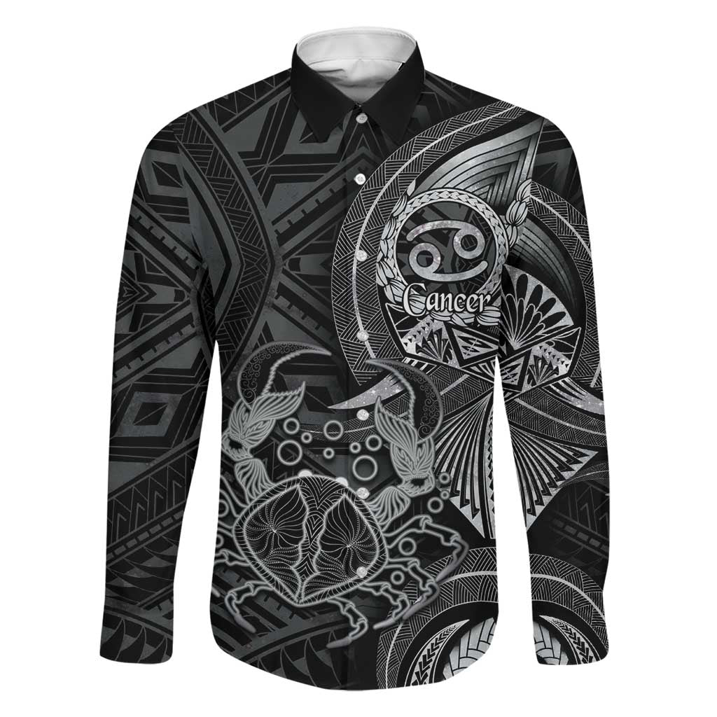 Personalised Polynesia Zodiac Cancer Family Matching Off The Shoulder Long Sleeve Dress and Hawaiian Shirt Galaxy Polynesian Pattern Chest Tattoo Style