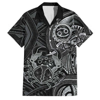 Personalised Polynesia Zodiac Cancer Family Matching Off Shoulder Maxi Dress and Hawaiian Shirt Galaxy Polynesian Pattern Chest Tattoo Style LT14 Dad's Shirt - Short Sleeve Black - Polynesian Pride