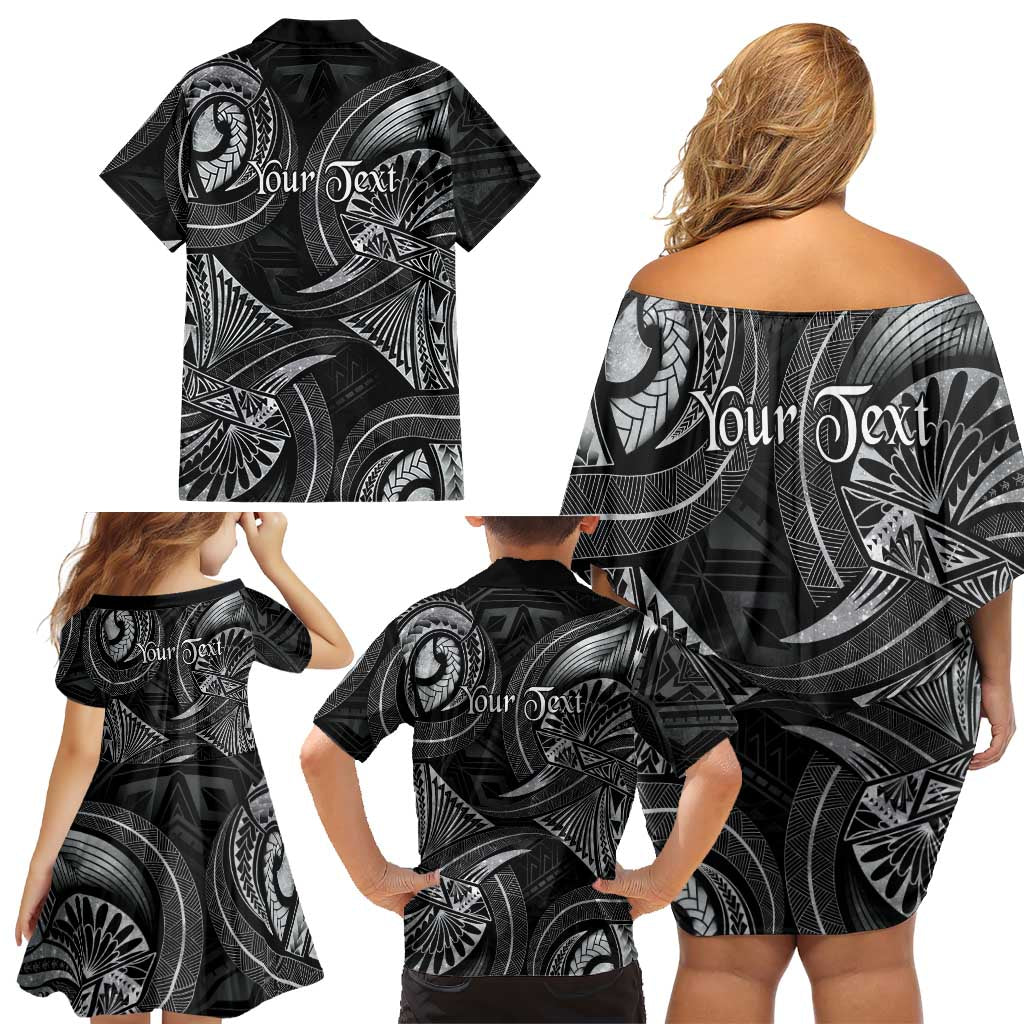 Personalised Polynesia Zodiac Cancer Family Matching Off Shoulder Short Dress and Hawaiian Shirt Galaxy Polynesian Pattern Chest Tattoo Style LT14 - Polynesian Pride