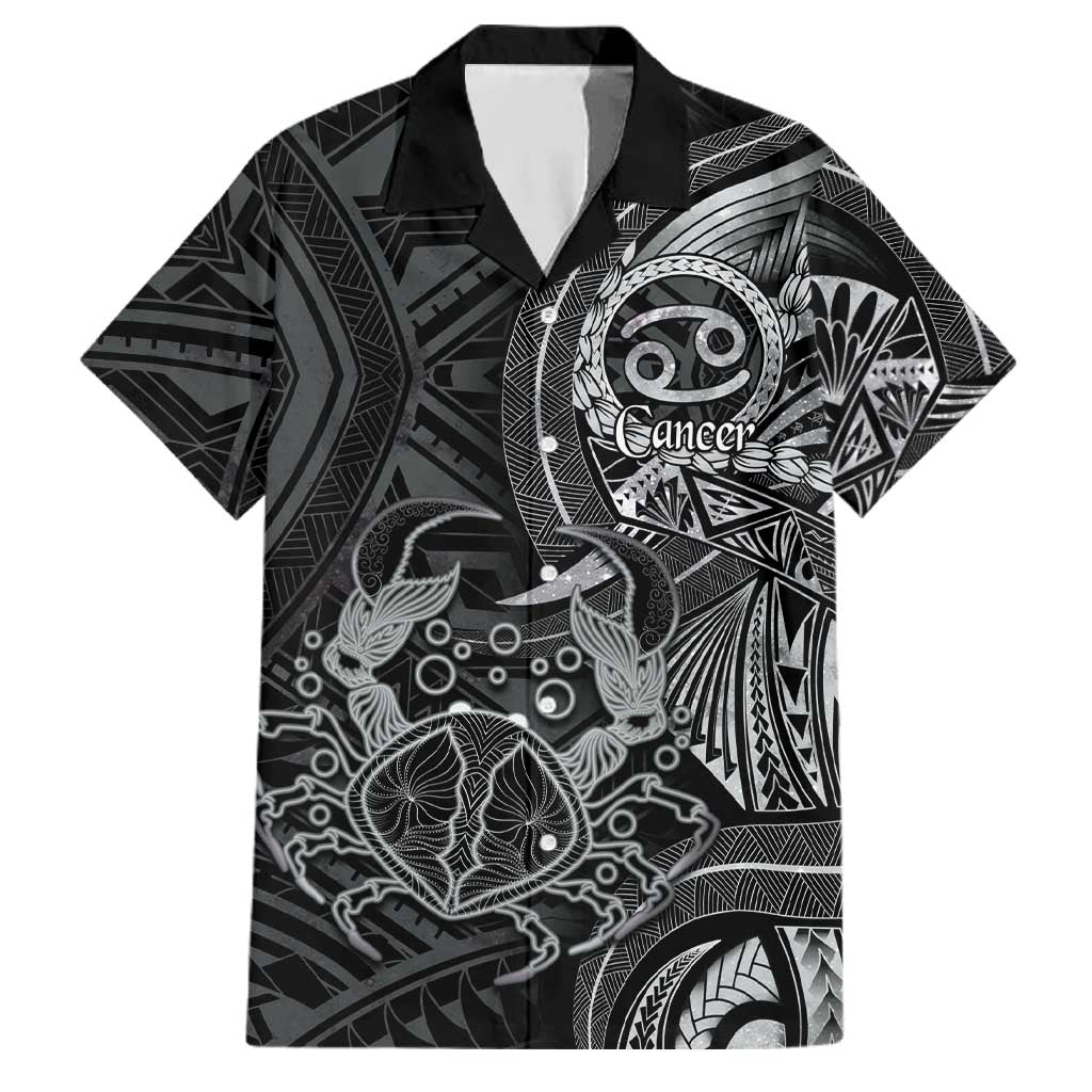 Personalised Polynesia Zodiac Cancer Family Matching Summer Maxi Dress and Hawaiian Shirt Galaxy Polynesian Pattern Chest Tattoo Style LT14 Dad's Shirt - Short Sleeve Black - Polynesian Pride