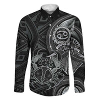 Personalised Polynesia Zodiac Cancer Family Matching Summer Maxi Dress and Hawaiian Shirt Galaxy Polynesian Pattern Chest Tattoo Style LT14 Dad's Shirt - Long Sleeve Black - Polynesian Pride