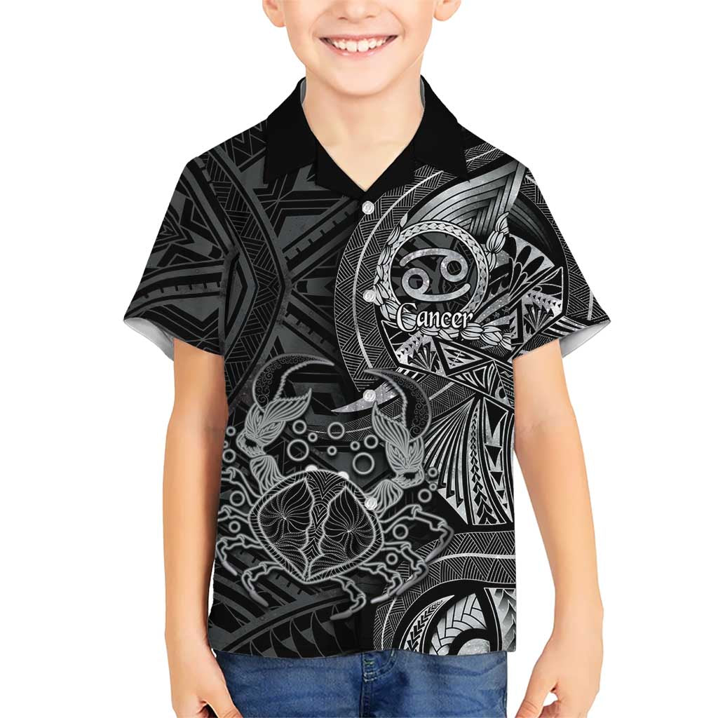 Personalised Polynesia Zodiac Cancer Family Matching Summer Maxi Dress and Hawaiian Shirt Galaxy Polynesian Pattern Chest Tattoo Style LT14 Son's Shirt Black - Polynesian Pride
