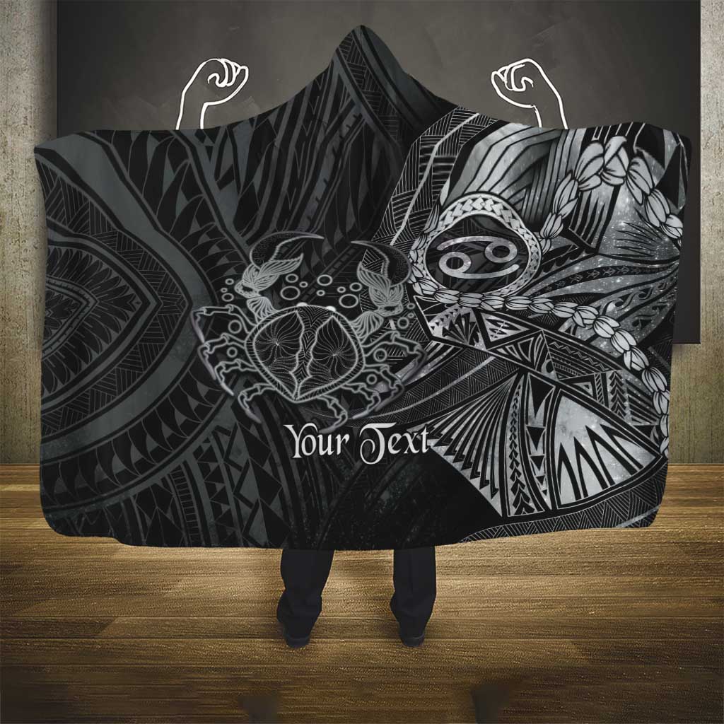Personalised Polynesia Zodiac Cancer Hooded Blanket Galaxy Polynesian Pattern Chest Tattoo Style