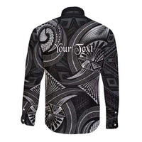 Personalised Polynesia Zodiac Cancer Long Sleeve Button Shirt Galaxy Polynesian Pattern Chest Tattoo Style