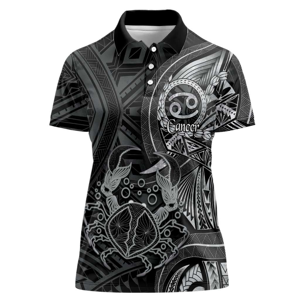 Personalised Polynesia Zodiac Cancer Women Polo Shirt Galaxy Polynesian Pattern Chest Tattoo Style