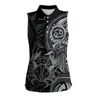 Personalised Polynesia Zodiac Cancer Women Sleeveless Polo Shirt Galaxy Polynesian Pattern Chest Tattoo Style