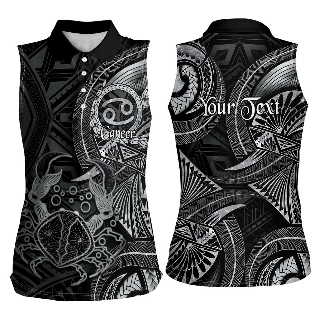 Personalised Polynesia Zodiac Cancer Women Sleeveless Polo Shirt Galaxy Polynesian Pattern Chest Tattoo Style