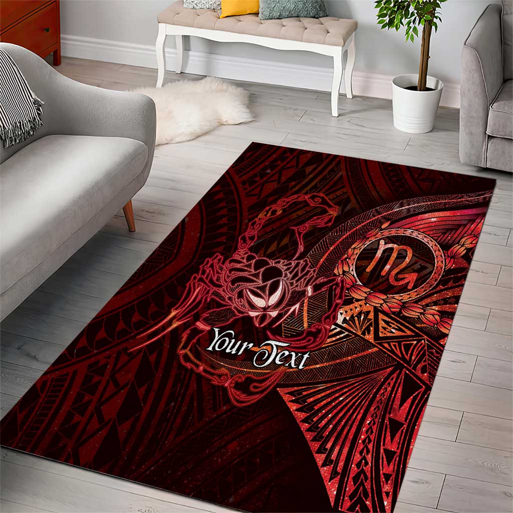 Personalised Polynesia Zodiac Scorpio Area Rug Galaxy Polynesian Pattern Chest Tattoo Style