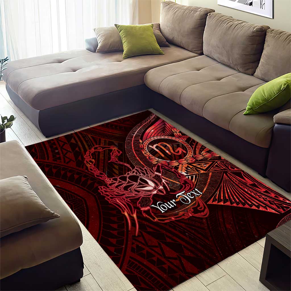 Personalised Polynesia Zodiac Scorpio Area Rug Galaxy Polynesian Pattern Chest Tattoo Style