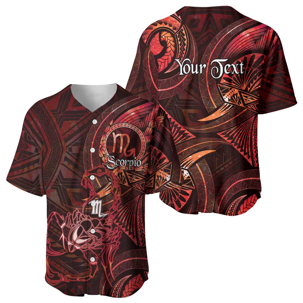 Personalised Polynesia Zodiac Scorpio Baseball Jersey Galaxy Polynesian Pattern Chest Tattoo Style