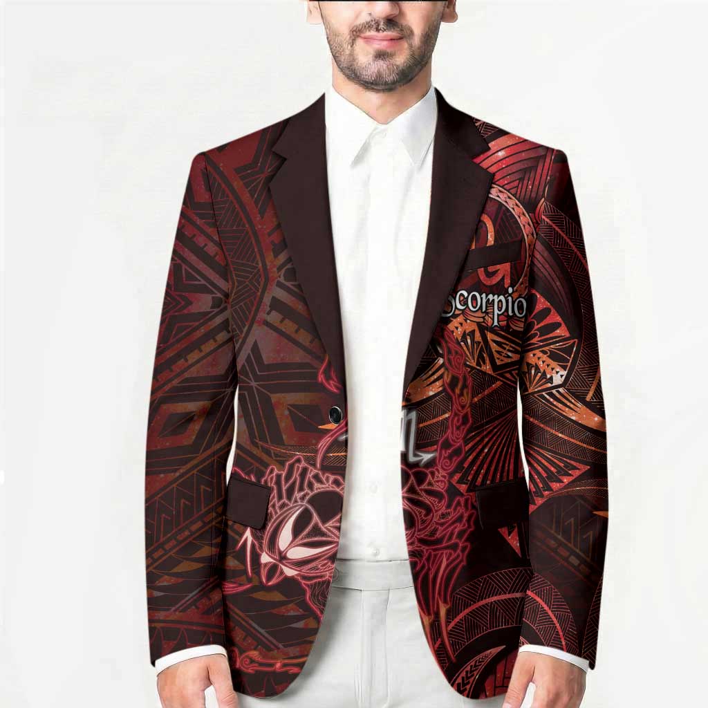 Personalised Polynesia Zodiac Scorpio Blazer Galaxy Polynesian Pattern Chest Tattoo Style