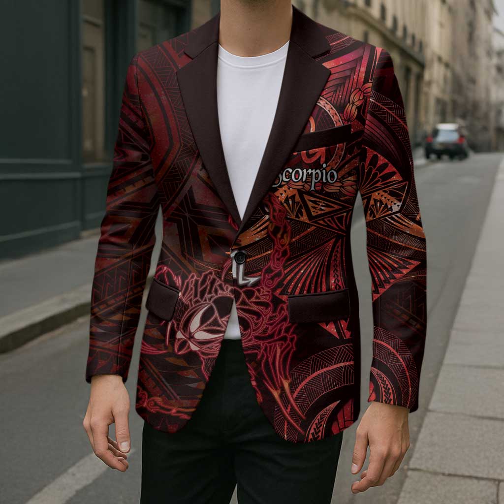 Personalised Polynesia Zodiac Scorpio Blazer Galaxy Polynesian Pattern Chest Tattoo Style