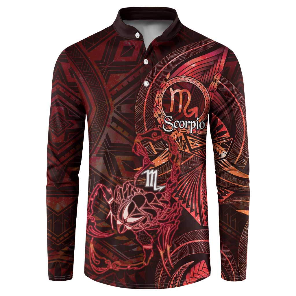 Personalised Polynesia Zodiac Scorpio Button Sweatshirt Galaxy Polynesian Pattern Chest Tattoo Style