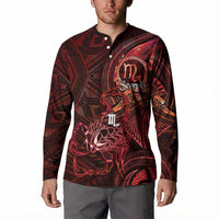 Personalised Polynesia Zodiac Scorpio Button Sweatshirt Galaxy Polynesian Pattern Chest Tattoo Style