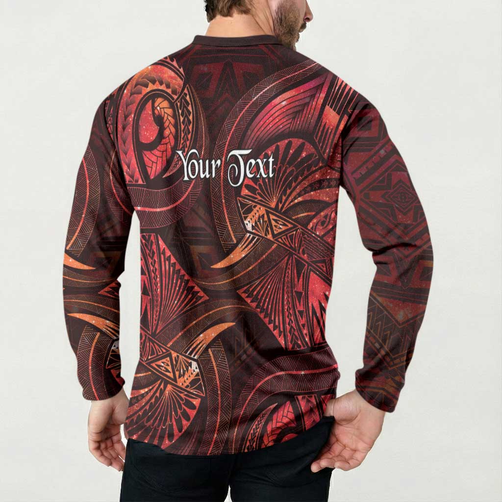Personalised Polynesia Zodiac Scorpio Button Sweatshirt Galaxy Polynesian Pattern Chest Tattoo Style