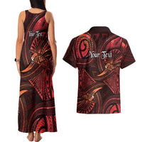 Personalised Polynesia Zodiac Scorpio Couples Matching Tank Maxi Dress and Hawaiian Shirt Galaxy Polynesian Pattern Chest Tattoo Style