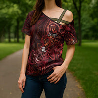Personalised Polynesia Zodiac Scorpio Cross Shoulder Shirt Galaxy Polynesian Pattern Chest Tattoo Style