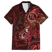 Personalised Polynesia Zodiac Scorpio Family Matching Long Sleeve Bodycon Dress and Hawaiian Shirt Galaxy Polynesian Pattern Chest Tattoo Style LT14 Dad's Shirt - Short Sleeve Red - Polynesian Pride