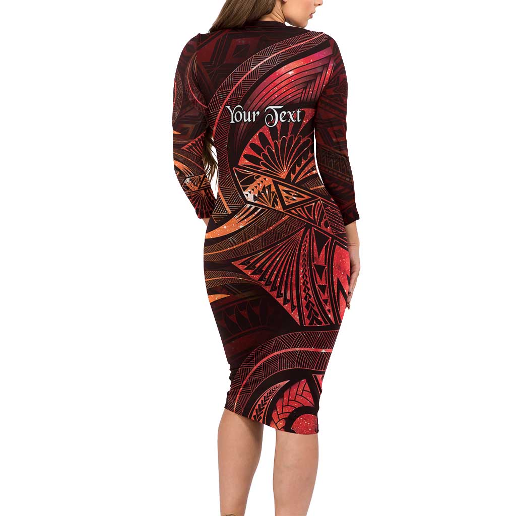 Personalised Polynesia Zodiac Scorpio Family Matching Long Sleeve Bodycon Dress and Hawaiian Shirt Galaxy Polynesian Pattern Chest Tattoo Style LT14 - Polynesian Pride