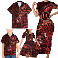 Personalised Polynesia Zodiac Scorpio Family Matching Short Sleeve Bodycon Dress and Hawaiian Shirt Galaxy Polynesian Pattern Chest Tattoo Style LT14 - Polynesian Pride