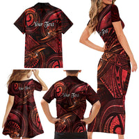 Personalised Polynesia Zodiac Scorpio Family Matching Short Sleeve Bodycon Dress and Hawaiian Shirt Galaxy Polynesian Pattern Chest Tattoo Style LT14 - Polynesian Pride
