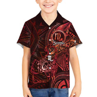 Personalised Polynesia Zodiac Scorpio Family Matching Summer Maxi Dress and Hawaiian Shirt Galaxy Polynesian Pattern Chest Tattoo Style LT14 Son's Shirt Red - Polynesian Pride