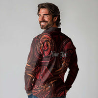 Personalised Polynesia Zodiac Scorpio Long Sleeve Polo Shirt Galaxy Polynesian Pattern Chest Tattoo Style