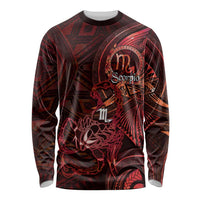 Personalised Polynesia Zodiac Scorpio Long Sleeve Shirt Galaxy Polynesian Pattern Chest Tattoo Style