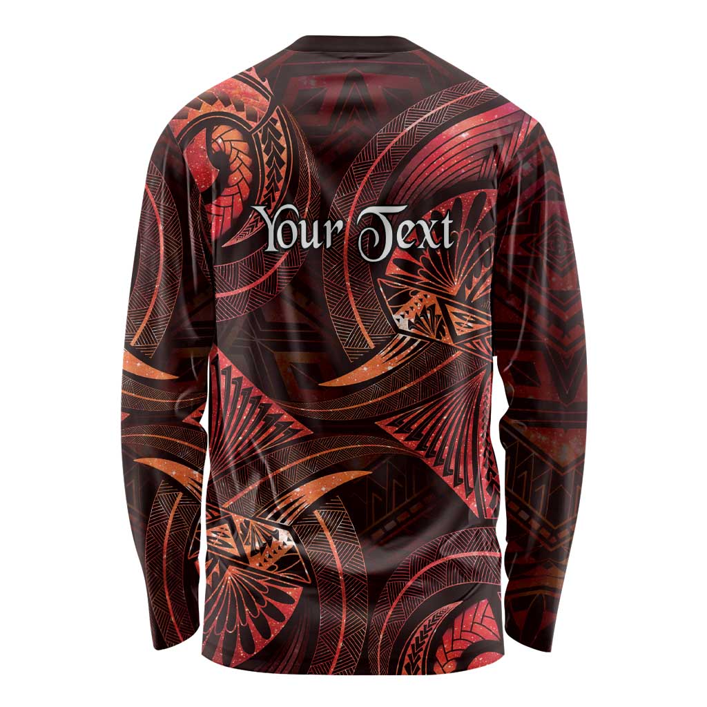 Personalised Polynesia Zodiac Scorpio Long Sleeve Shirt Galaxy Polynesian Pattern Chest Tattoo Style