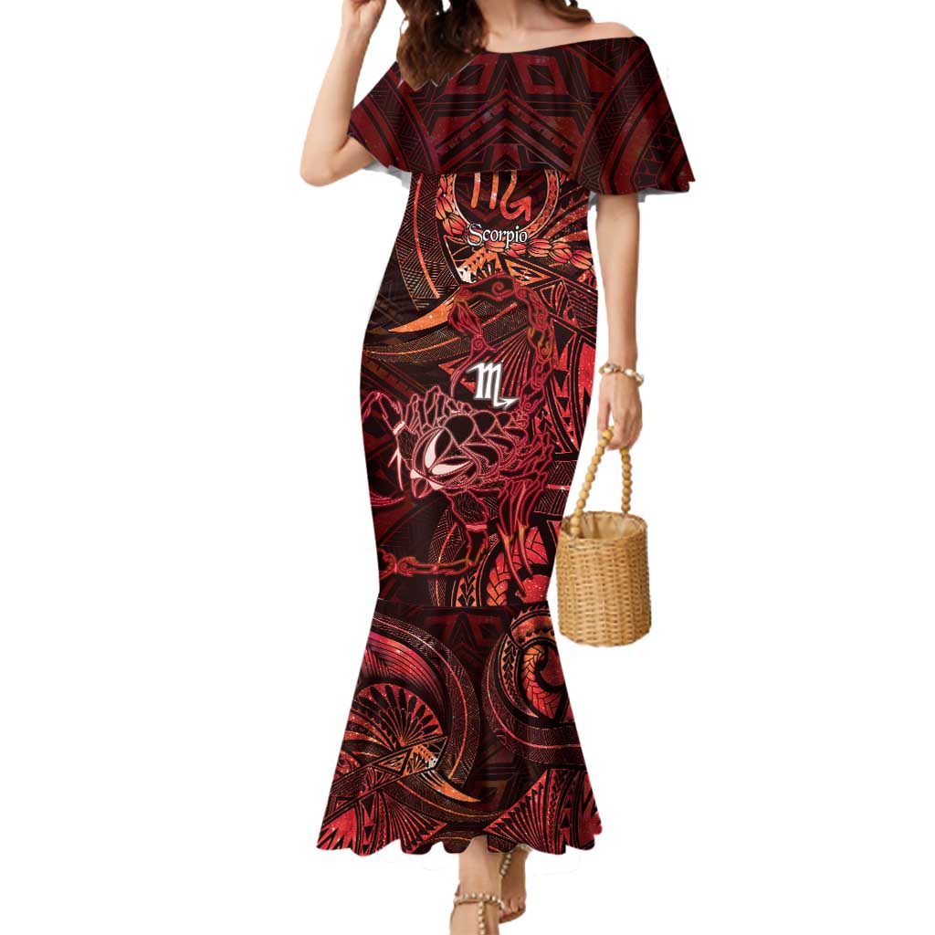 Personalised Polynesia Zodiac Scorpio Mermaid Dress Galaxy Polynesian Pattern Chest Tattoo Style