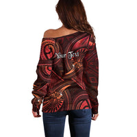 Personalised Polynesia Zodiac Scorpio Off Shoulder Sweater Galaxy Polynesian Pattern Chest Tattoo Style LT14 - Polynesian Pride