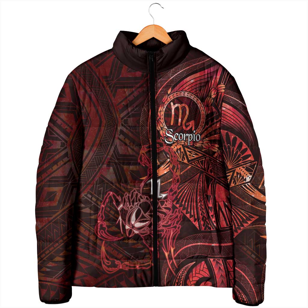 Personalised Polynesia Zodiac Scorpio Padded Jacket Galaxy Polynesian Pattern Chest Tattoo Style LT14 - Polynesian Pride