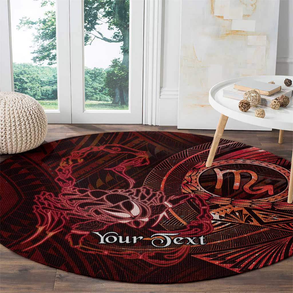 Personalised Polynesia Zodiac Scorpio Round Carpet Galaxy Polynesian Pattern Chest Tattoo Style