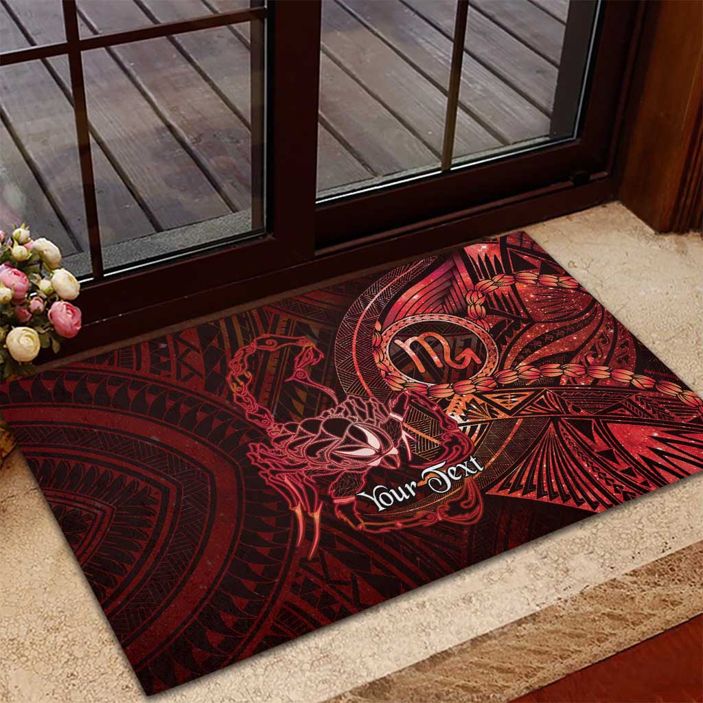 Personalised Polynesia Zodiac Scorpio Rubber Doormat Galaxy Polynesian Pattern Chest Tattoo Style