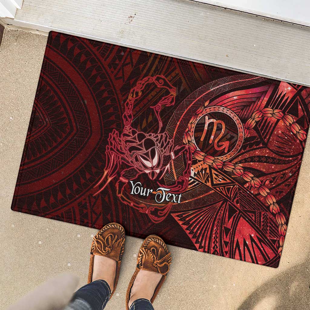 Personalised Polynesia Zodiac Scorpio Rubber Doormat Galaxy Polynesian Pattern Chest Tattoo Style