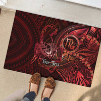 Personalised Polynesia Zodiac Scorpio Rubber Doormat Galaxy Polynesian Pattern Chest Tattoo Style