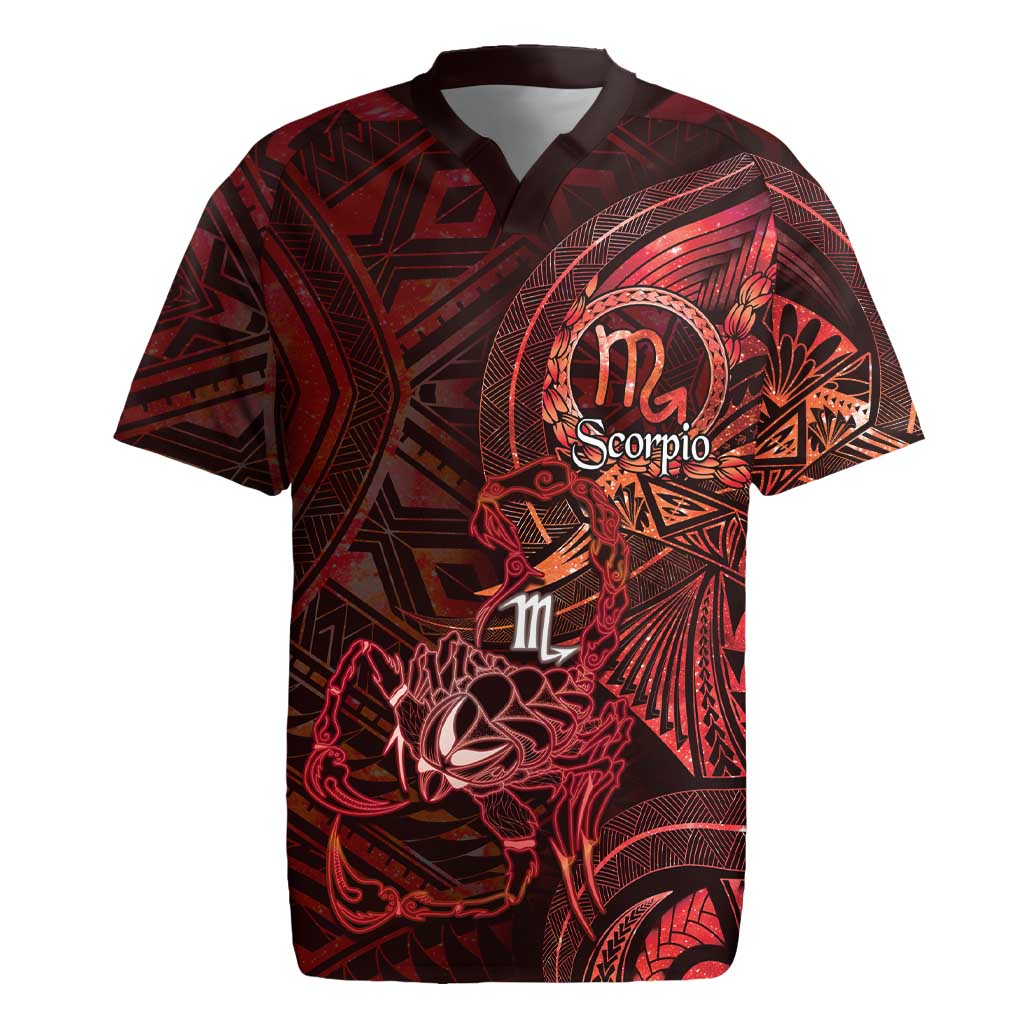 Personalised Polynesia Zodiac Scorpio Rugby Jersey Galaxy Polynesian Pattern Chest Tattoo Style
